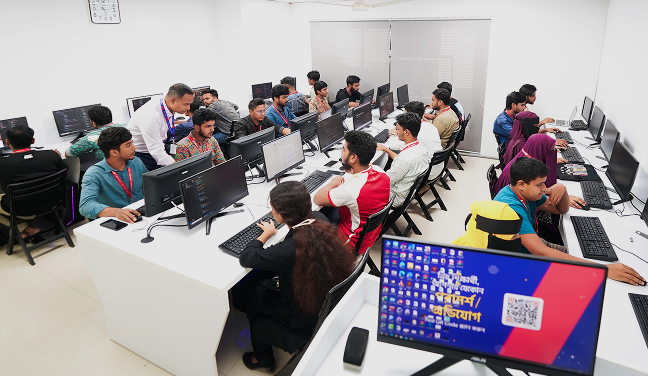 Students in a computer lab environment