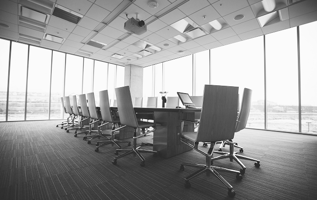 Executive corporate boardroom workspace setup