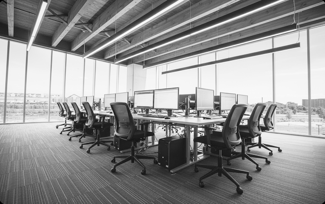 Modern tech infrastructure production facility lab